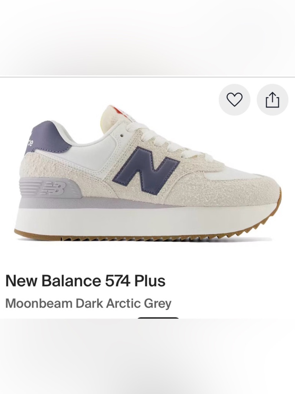 New Balance 574 Plus in Moonbeam and Dark Artic Grey